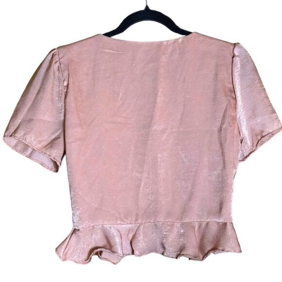 Dee Elly Shimmery Pink Cropped Eyelet Top Size Small 📦 - Picture 2 of 8
